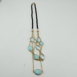 GS‎ Layered Necklace Gold Tone 925 Sterling Silver Beaded Multi-Strand Excellent